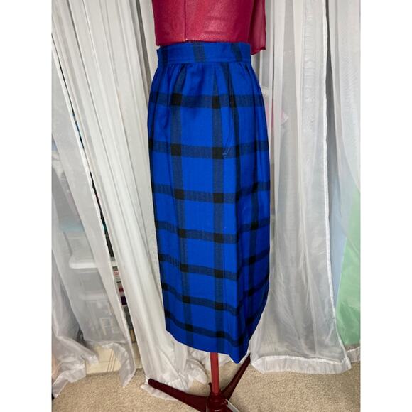 Pendleton skirt wool plaid knee length blue black - Picture 7 of 11